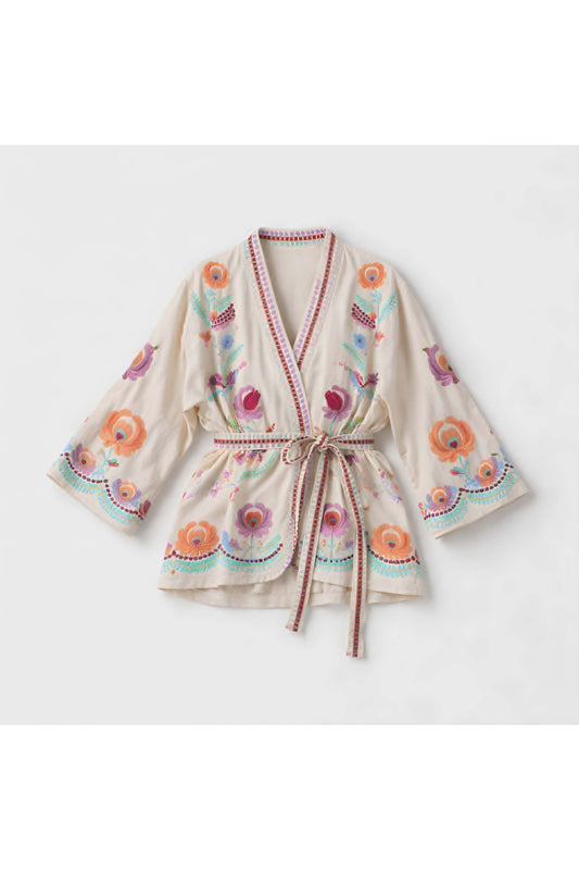 Boho Kimono Jasje met Kleurrijke Borduursels