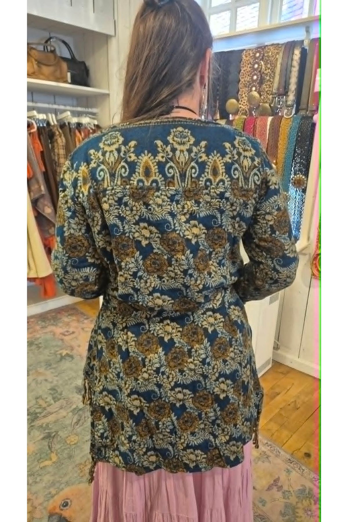 Jacquard Boho Gilet met Franjes Groen