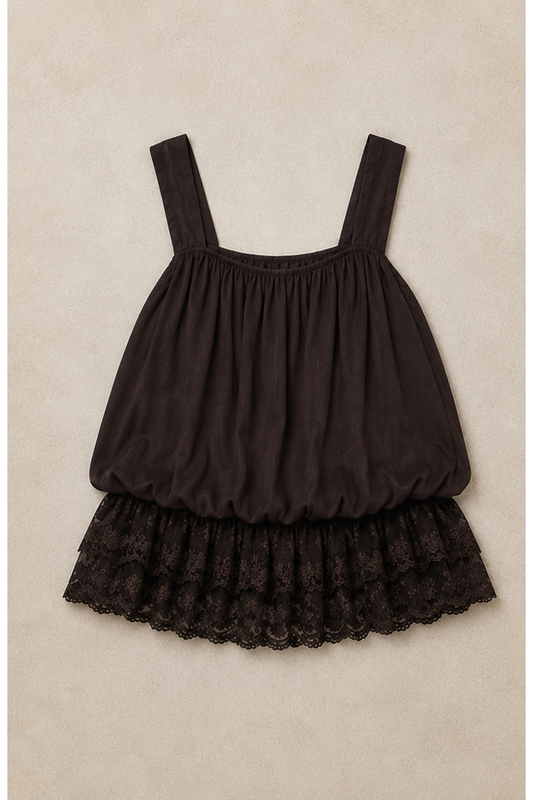 Boho top met kant – Chocolate Brown
