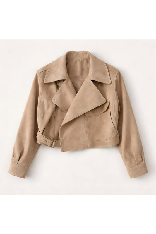 Kort suédine jasje – beige