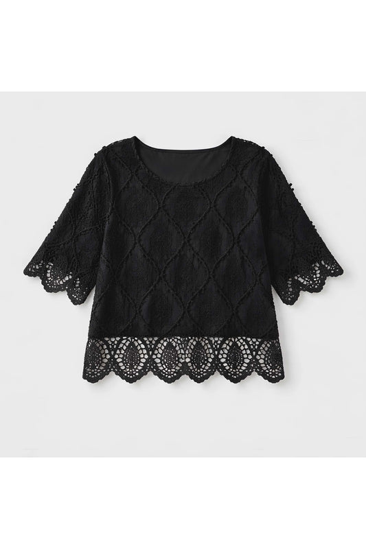 Zomerse kant top zwart