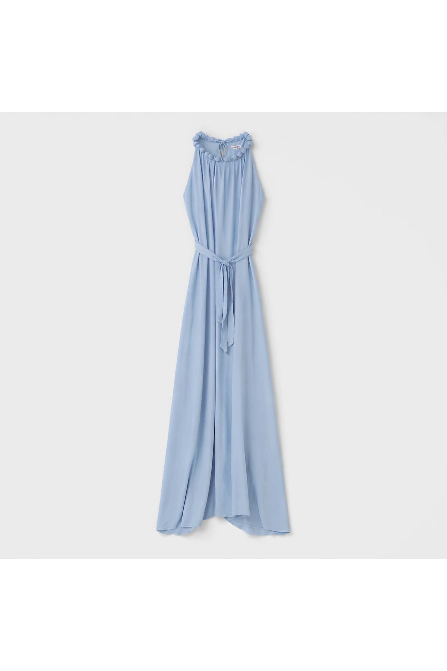 Lange halter jurk met kralen Lichtblauw