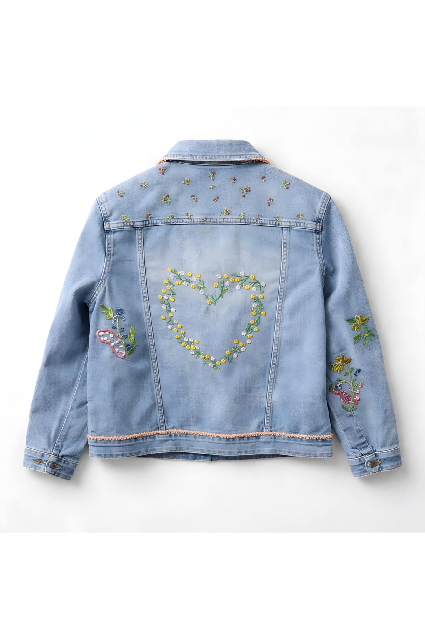 Geborduurd Denim Jasje Met Pareltjes