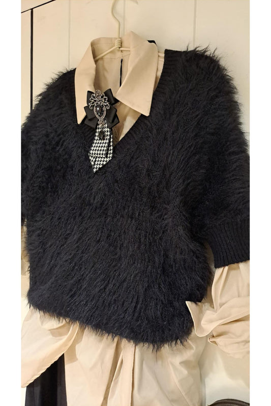 Fluffy V-Hals Pull