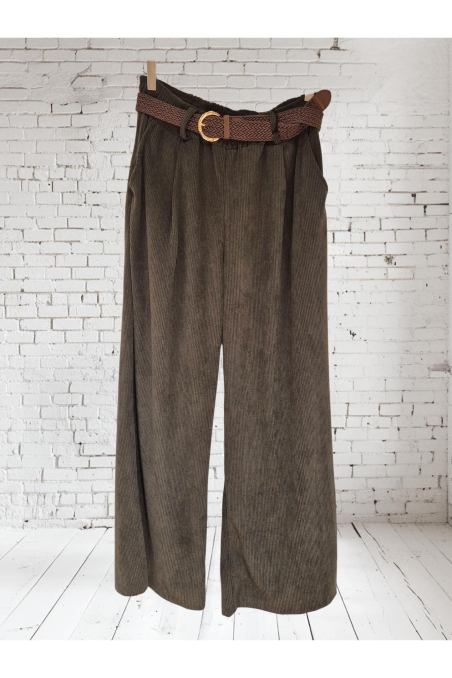Corduroy Wide Leg Broek met Riem