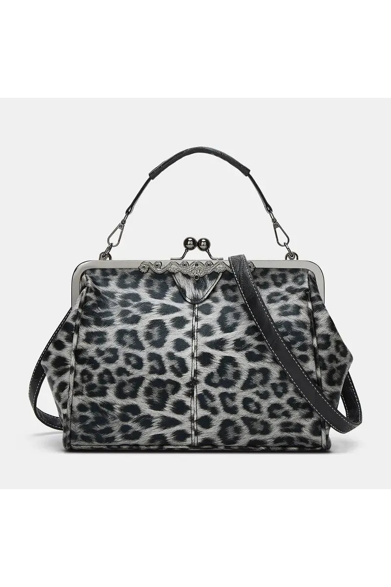 Vintage Chic Handtas Grijze Leopard