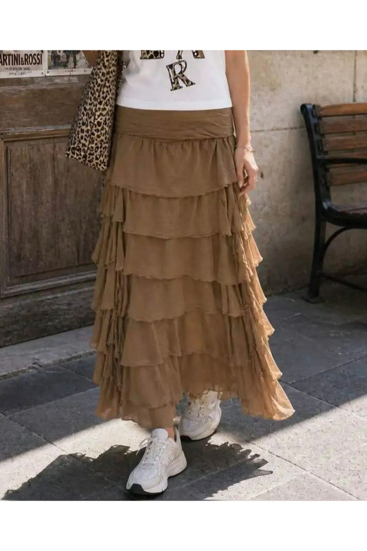 Laagjesrok Silky Boho Camel