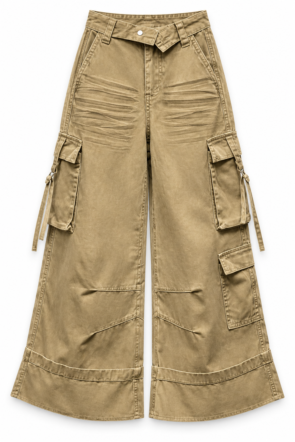 Vintage Oversized Cargo Broek Beige