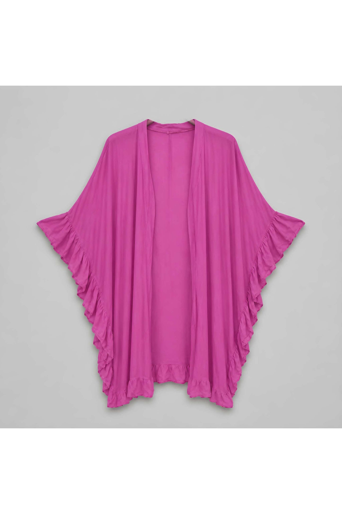 Lange Boho Kimono Ruffle Fushia