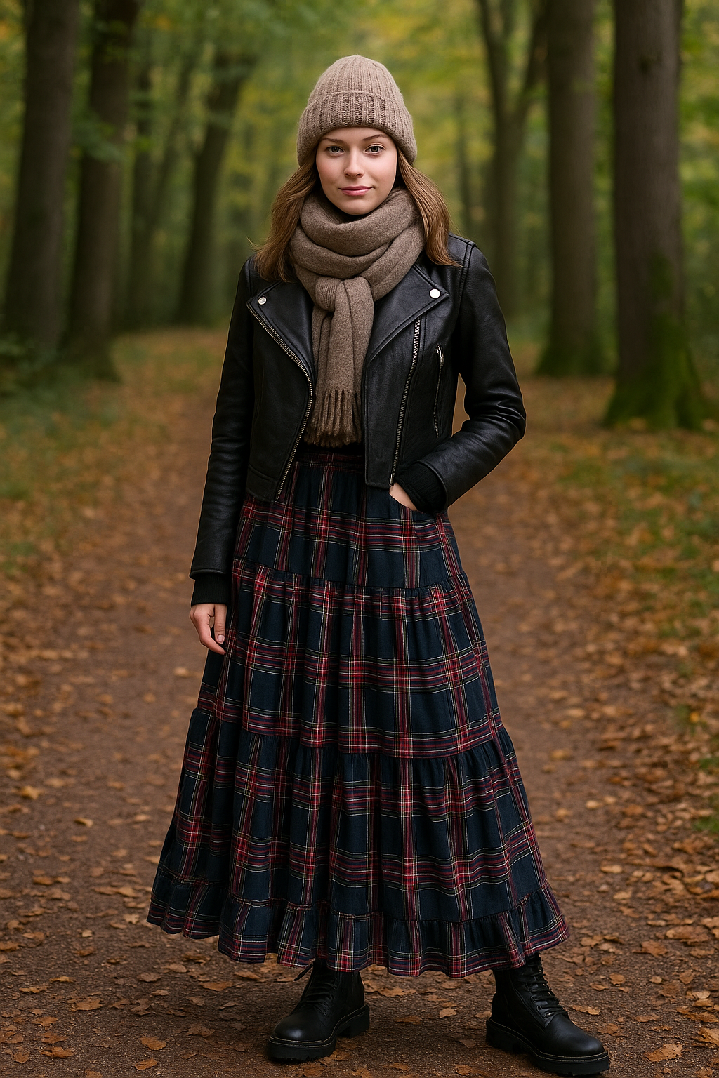 Geruite rok met stroken