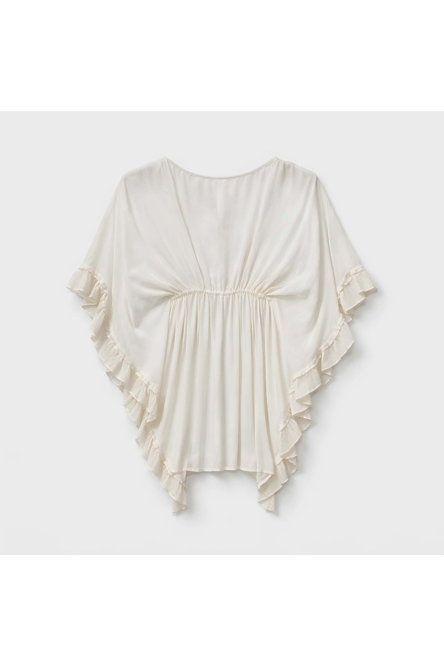 Witte boho kimono tuniek met broderie details