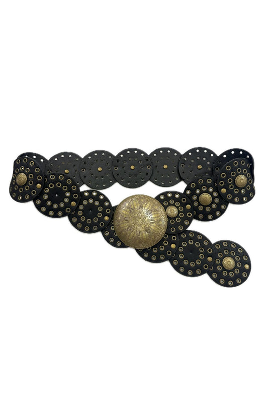 Western riem in zwart met metalen details