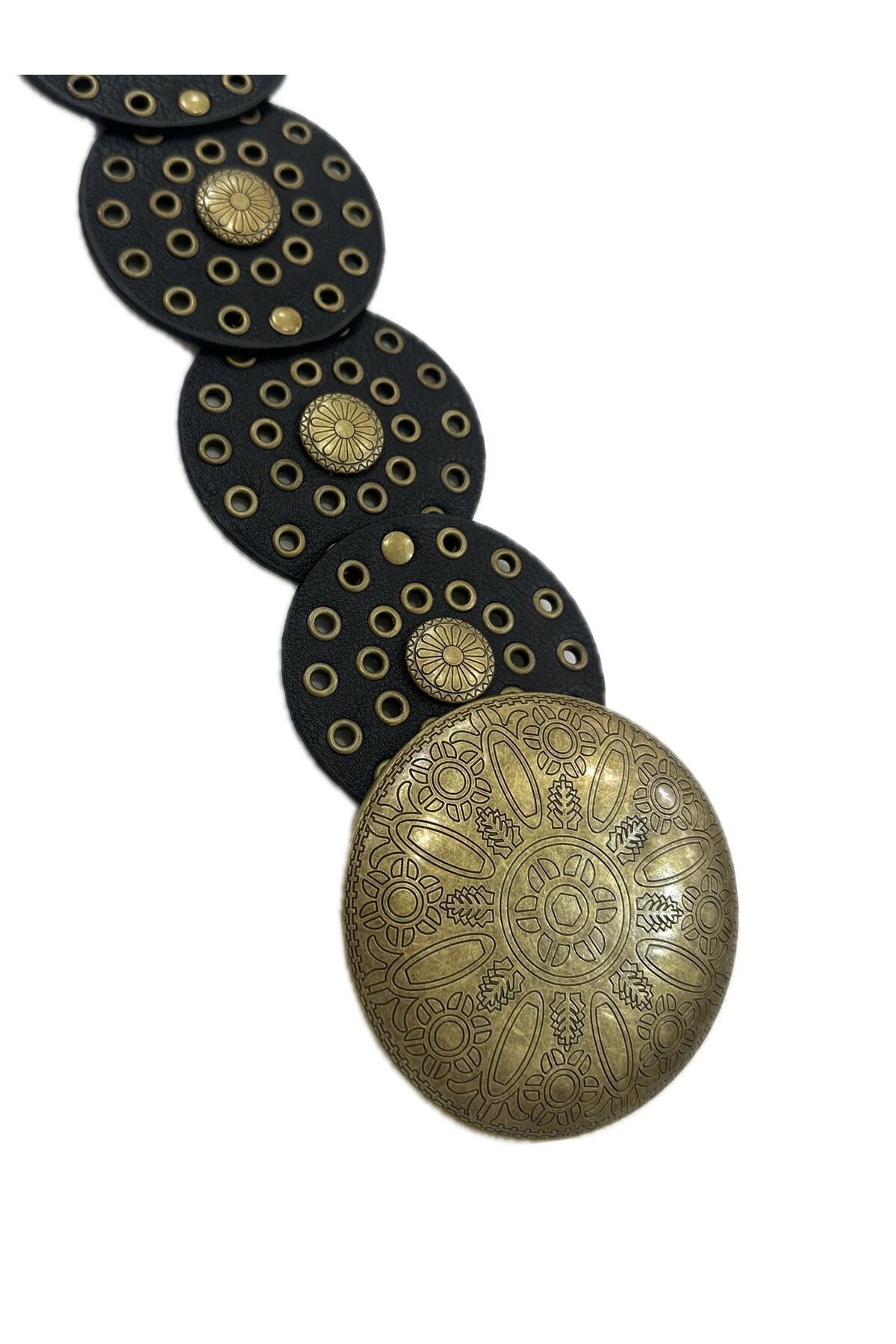 Western riem in zwart met metalen details