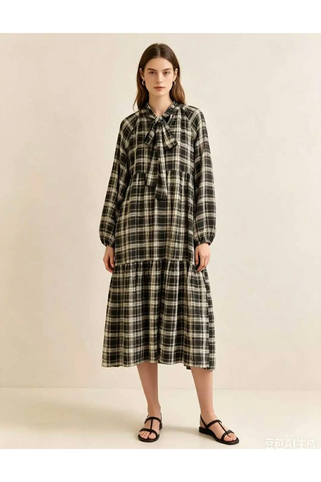 Country Check Boho Dress