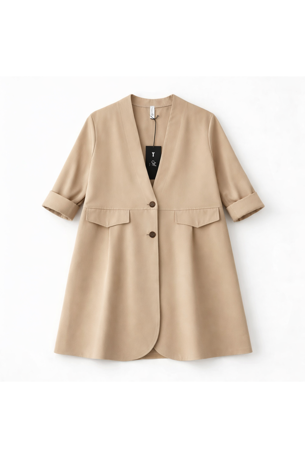 Soepel manteltje met V-hals – beige