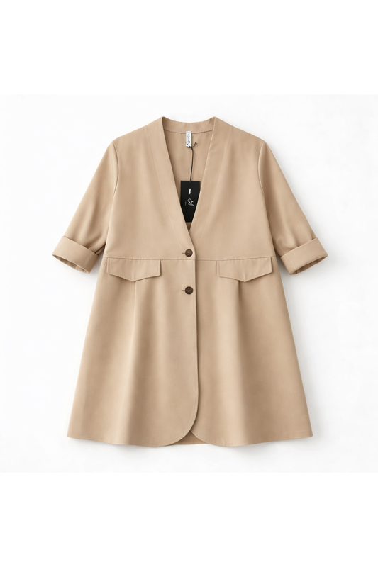 Soepel manteltje met V-hals – beige