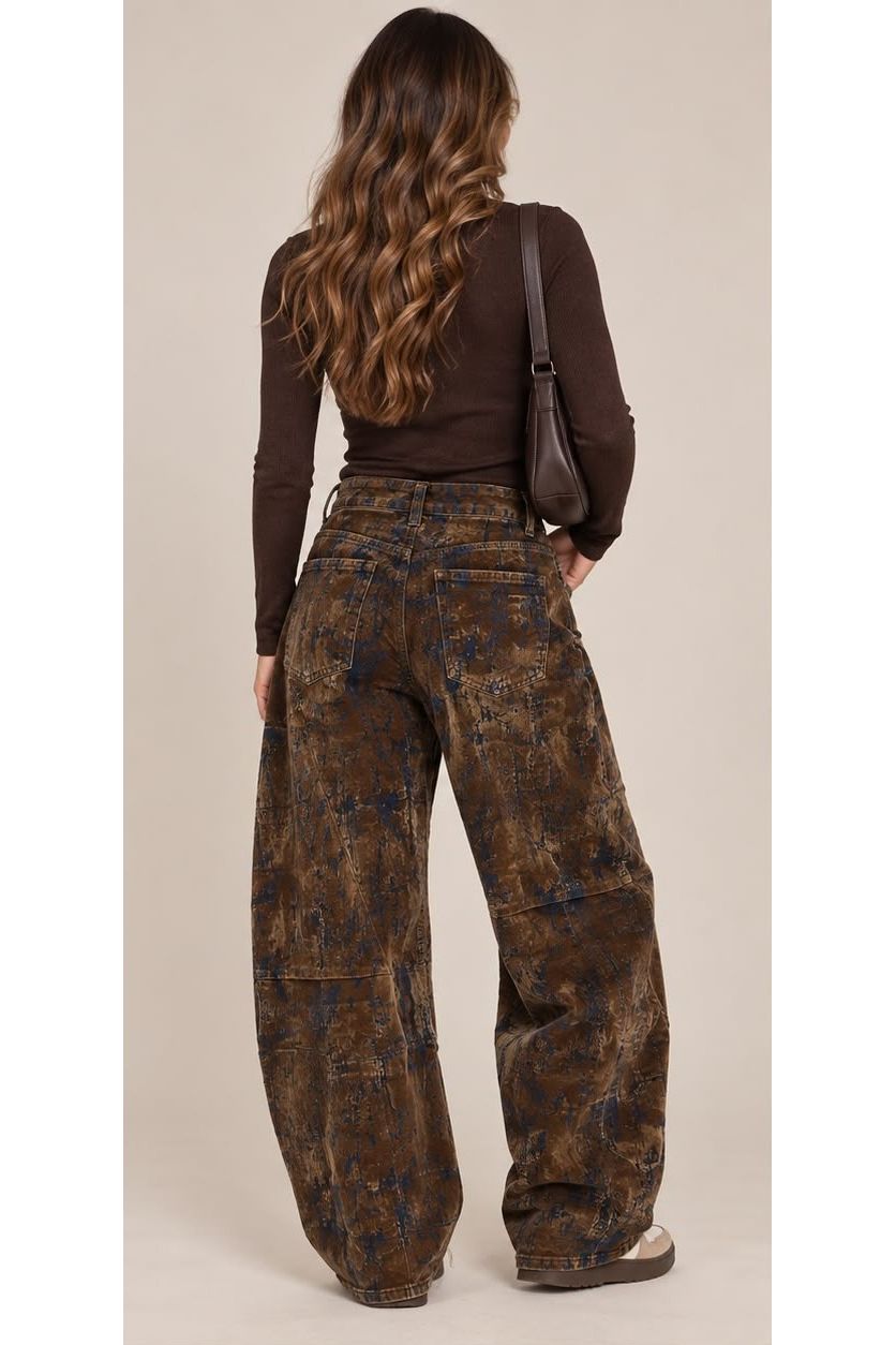 Statement Barrel Jeans met Velours Details