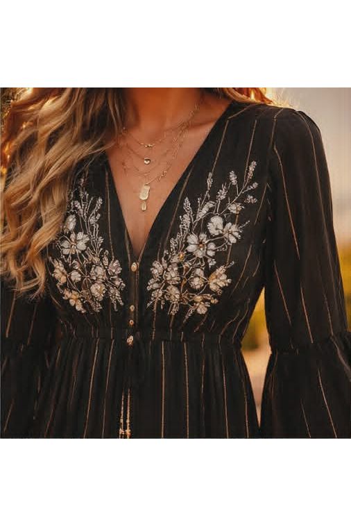 Bohemian Maxi Jurk Zwart