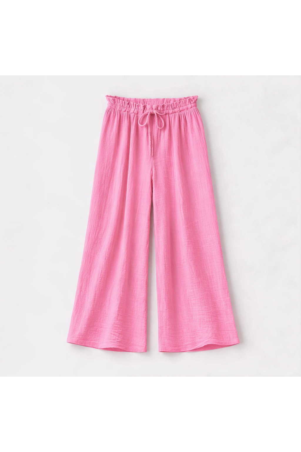 Luchtige broek in gewafeld katoen roze