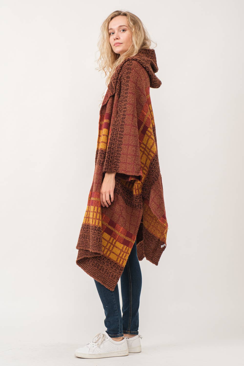 Poncho met  Capuchon: Sienna Brown