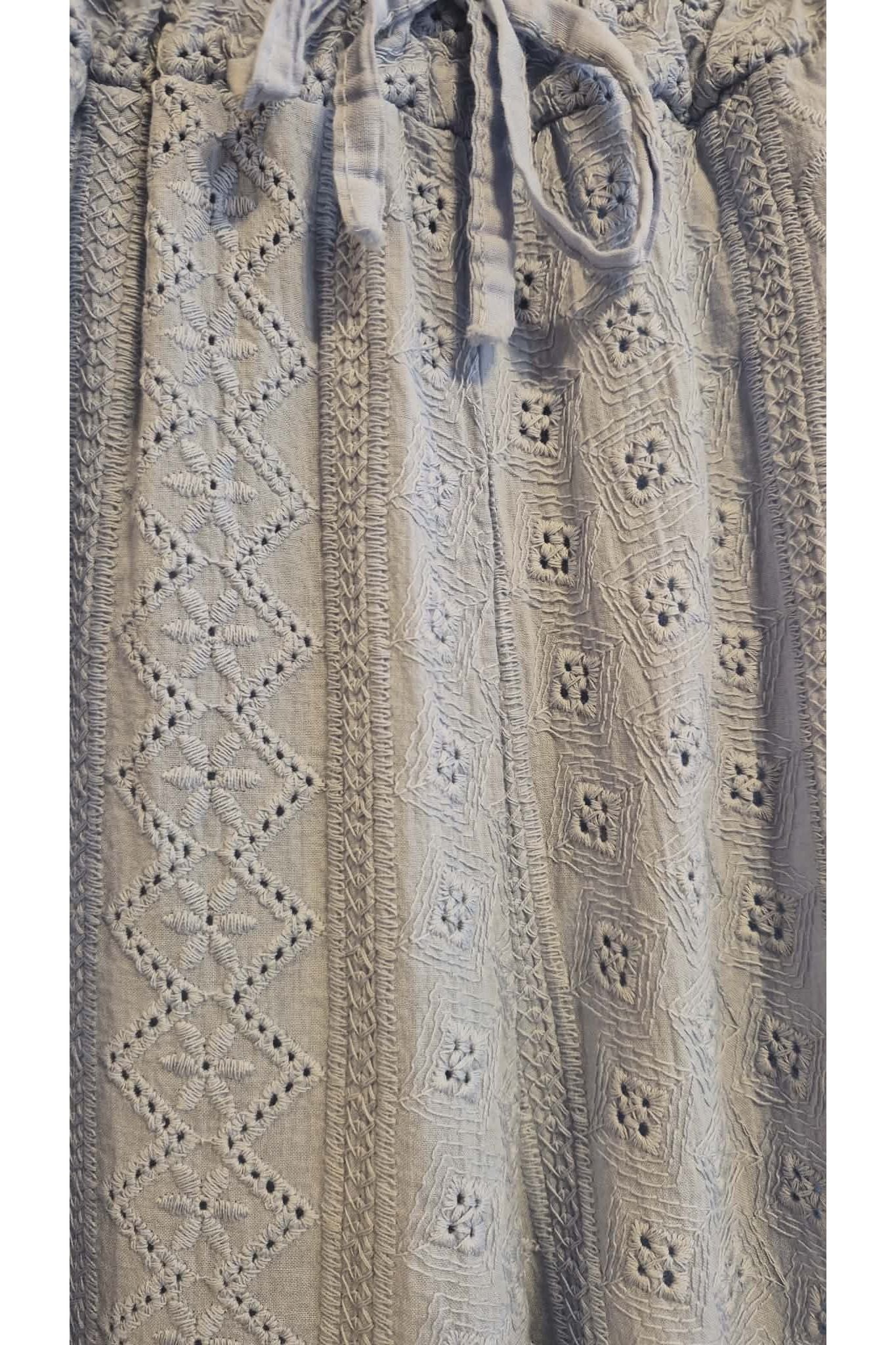 Broderie Anglaise Wide Leg Broek Licht Blauw