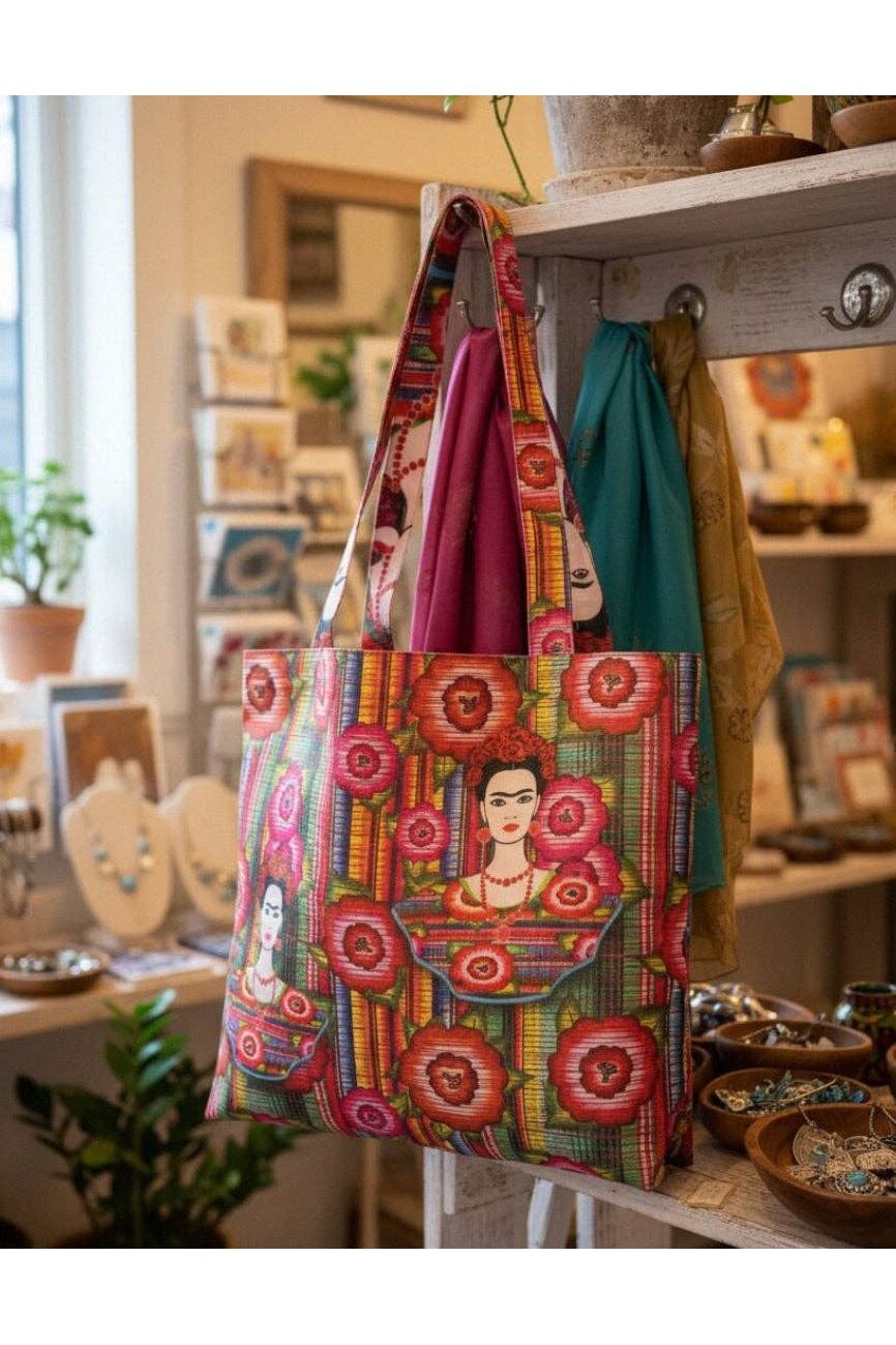 Boho Vintage-geïnspireerde Rood-Multi Frida Luxe Schoudertas