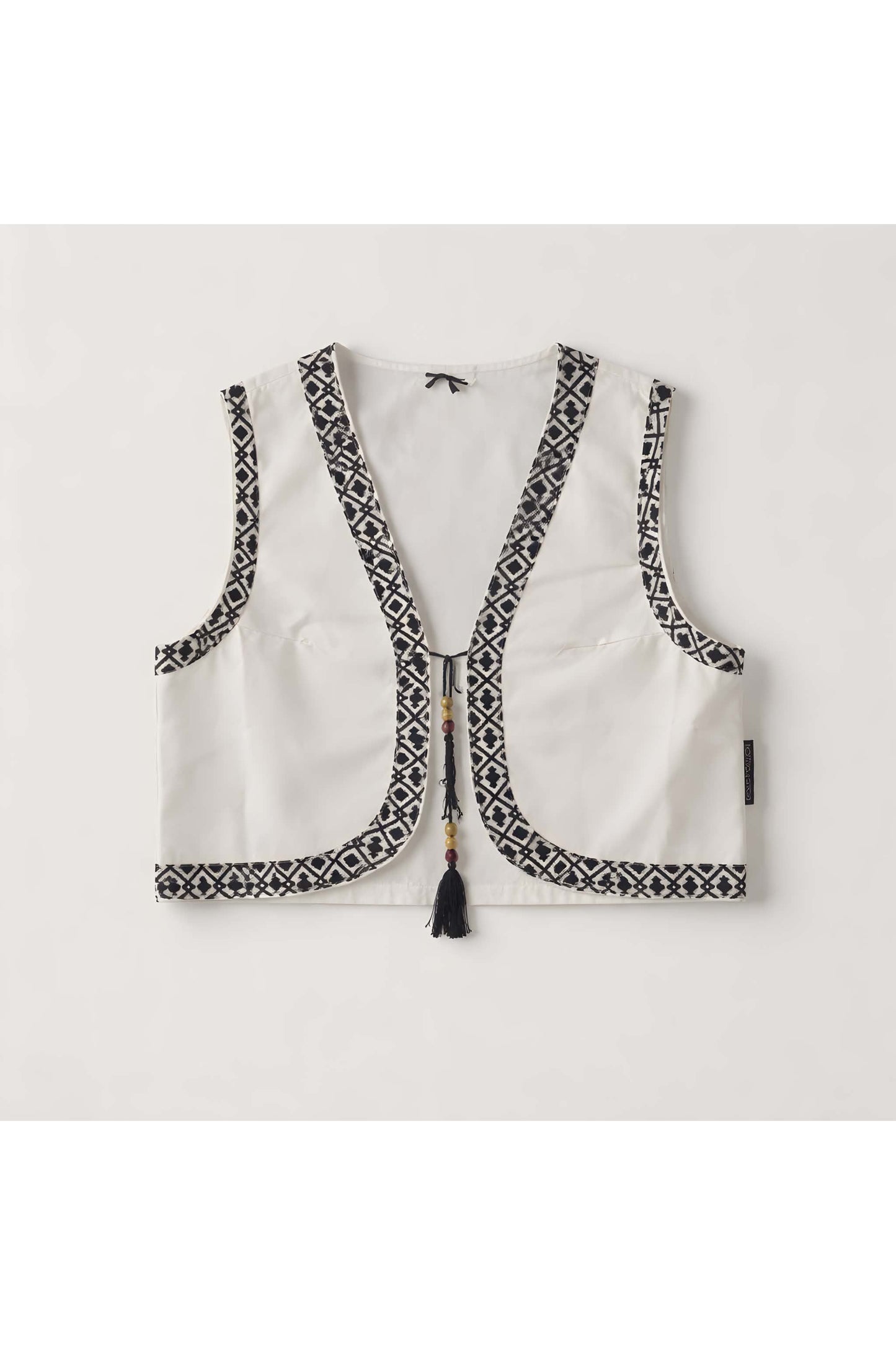 Boho gilet met eye print – off white/zwart
