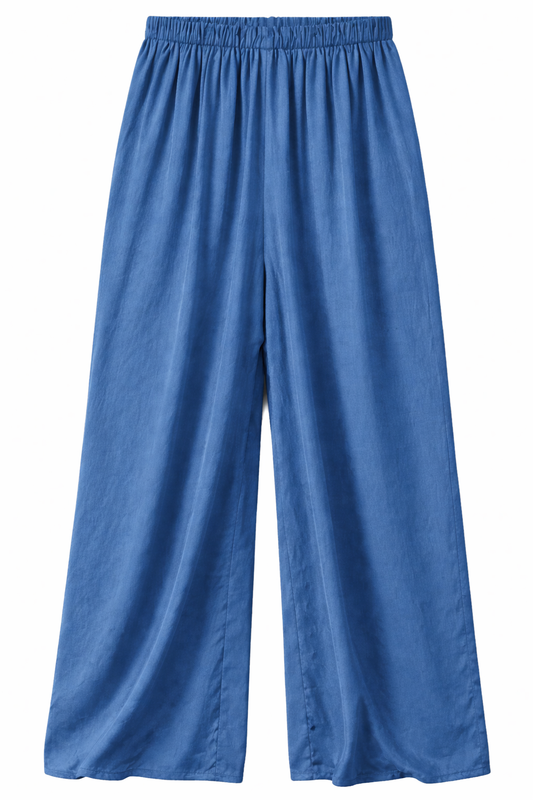 Satijnen broek jeansblauw