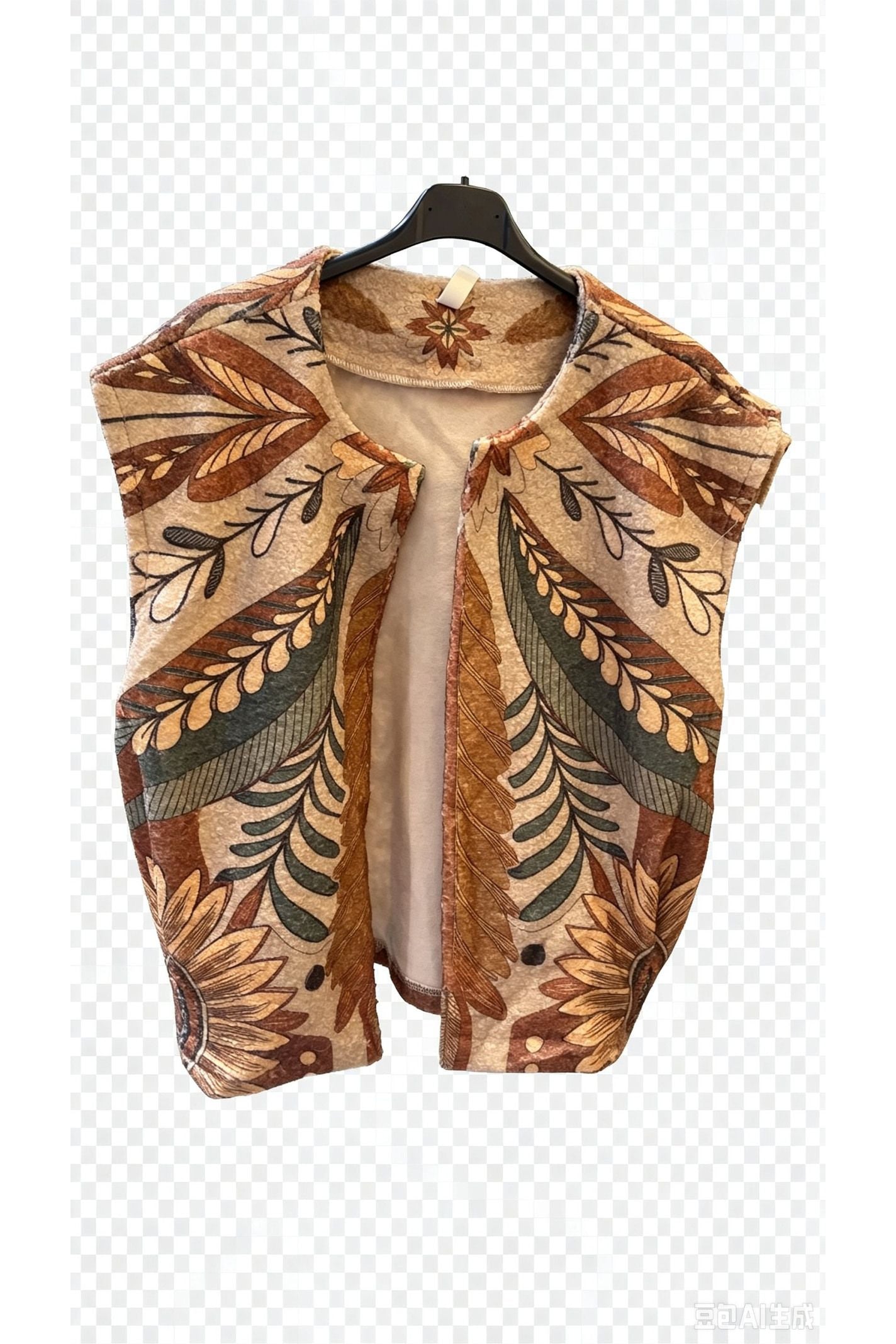 Bedrukte korte gilet camel