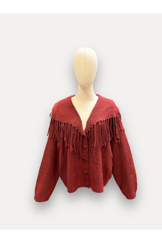 Bordeaux Gilet Met Franjes