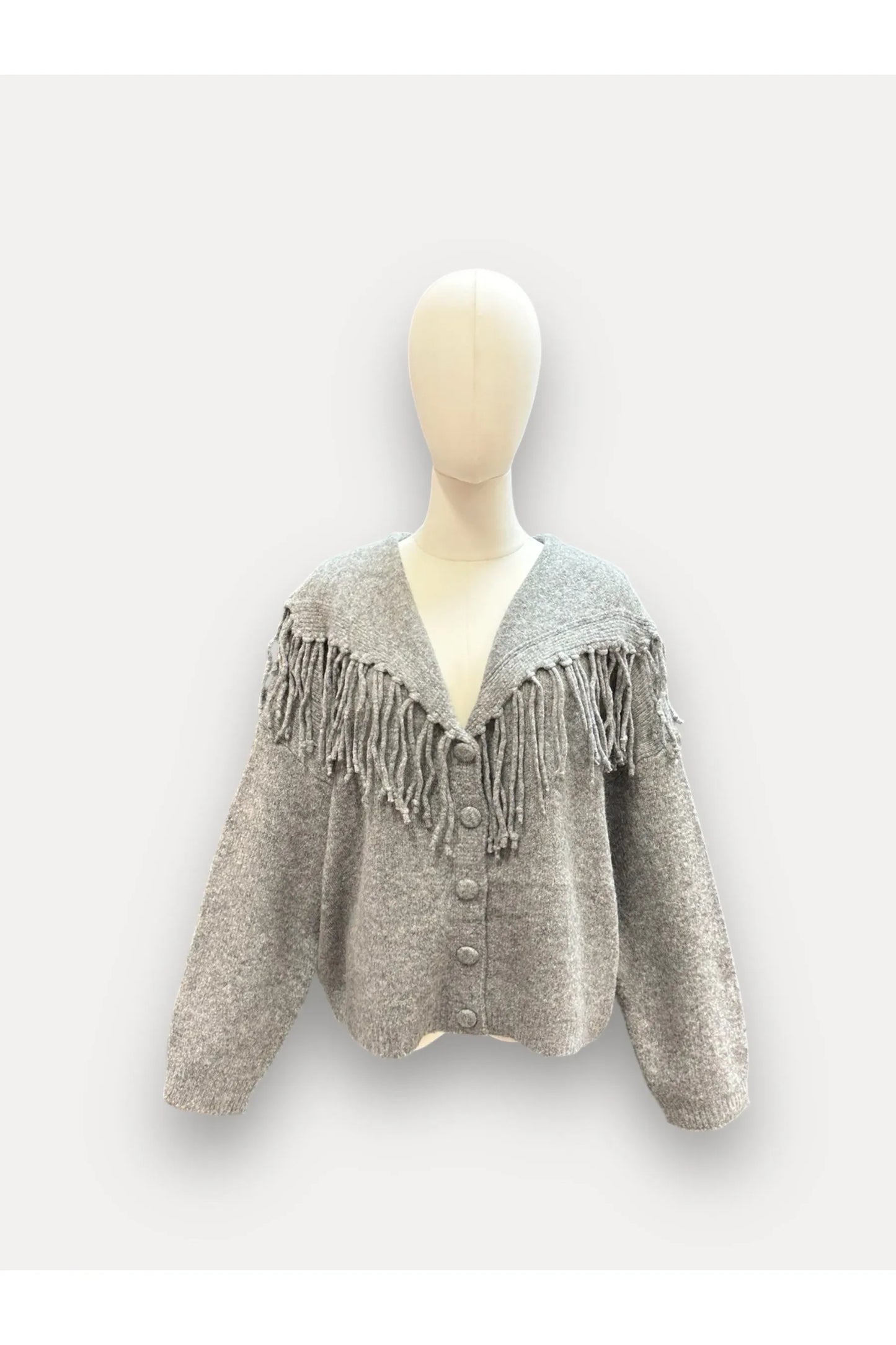 Grijze Gilet Met Franjes