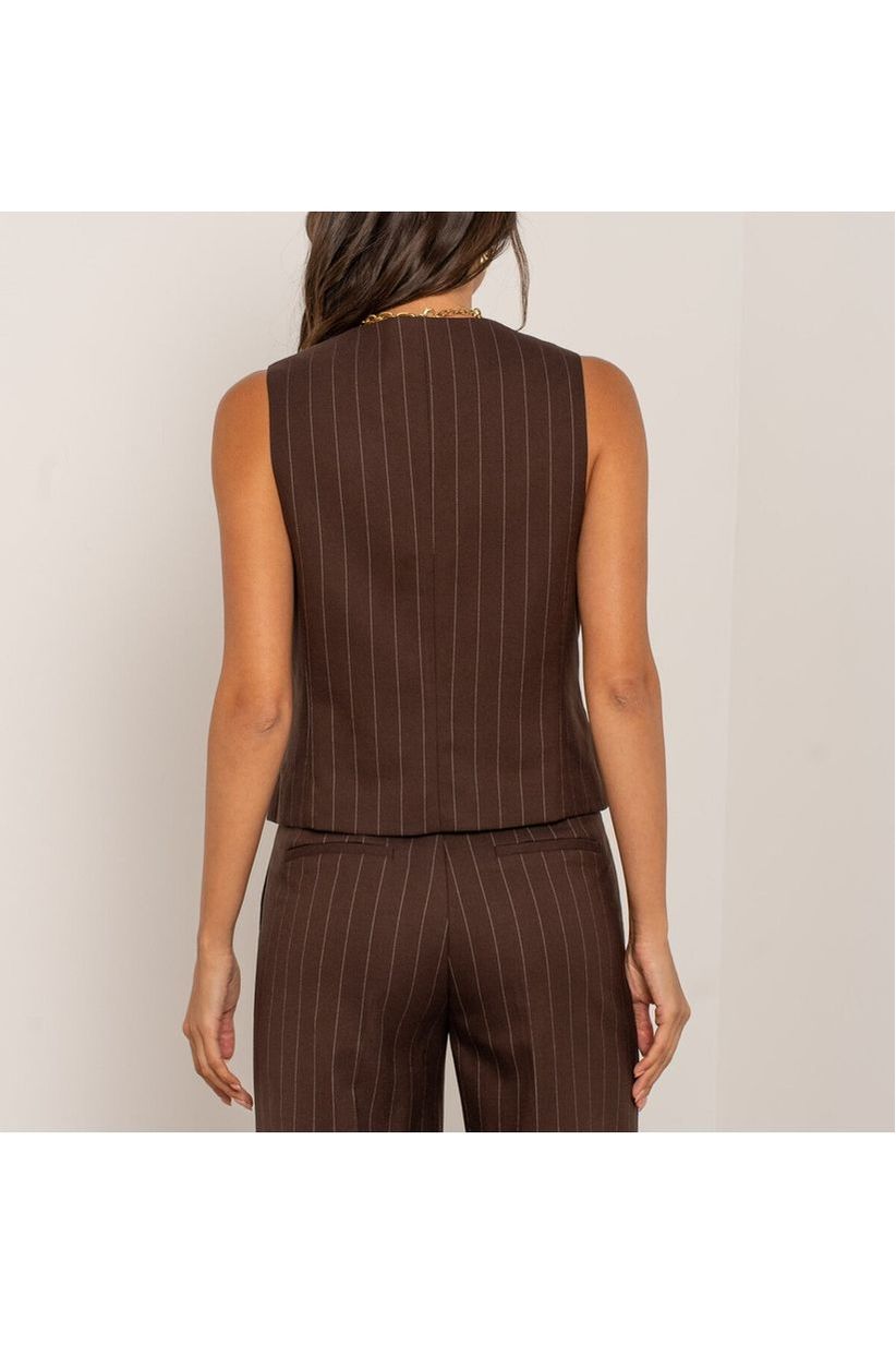 Gilet Gestreept Bruin