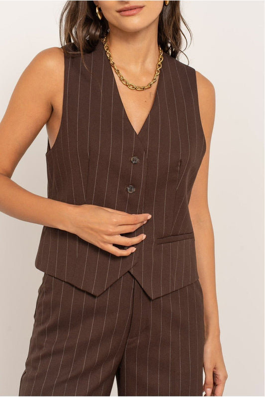 Gilet Gestreept Bruin