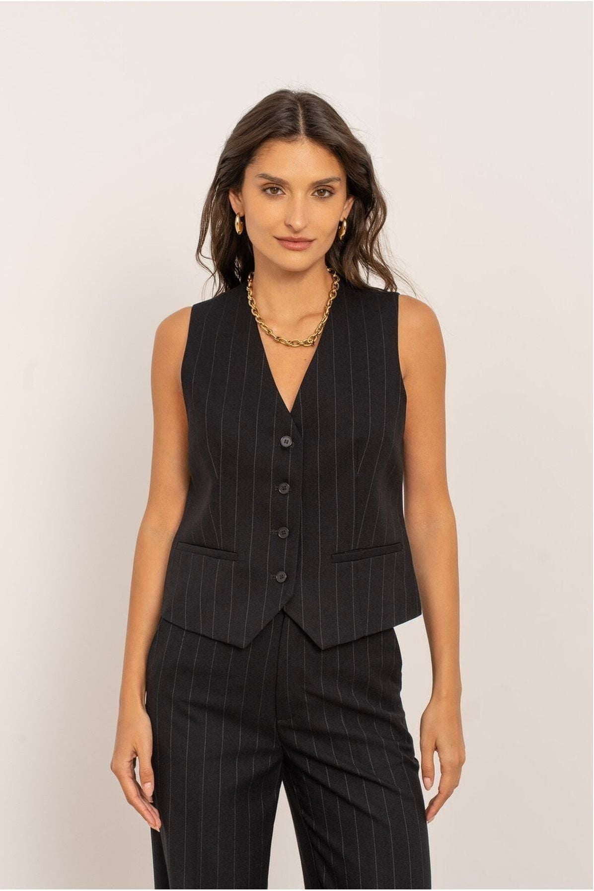 Gilet Gestreept Zwart