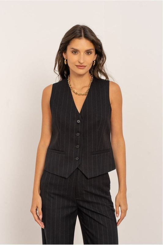 Gilet Gestreept Zwart