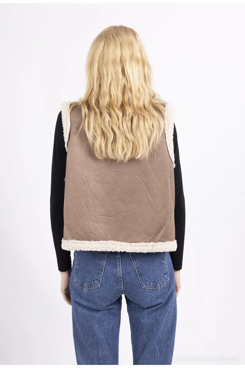 Gilet Teddy Taupe