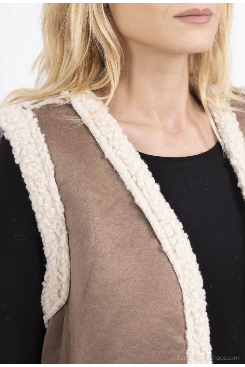 Gilet Teddy Taupe