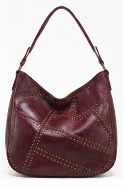 Studded Hobo Bag Bordeaux