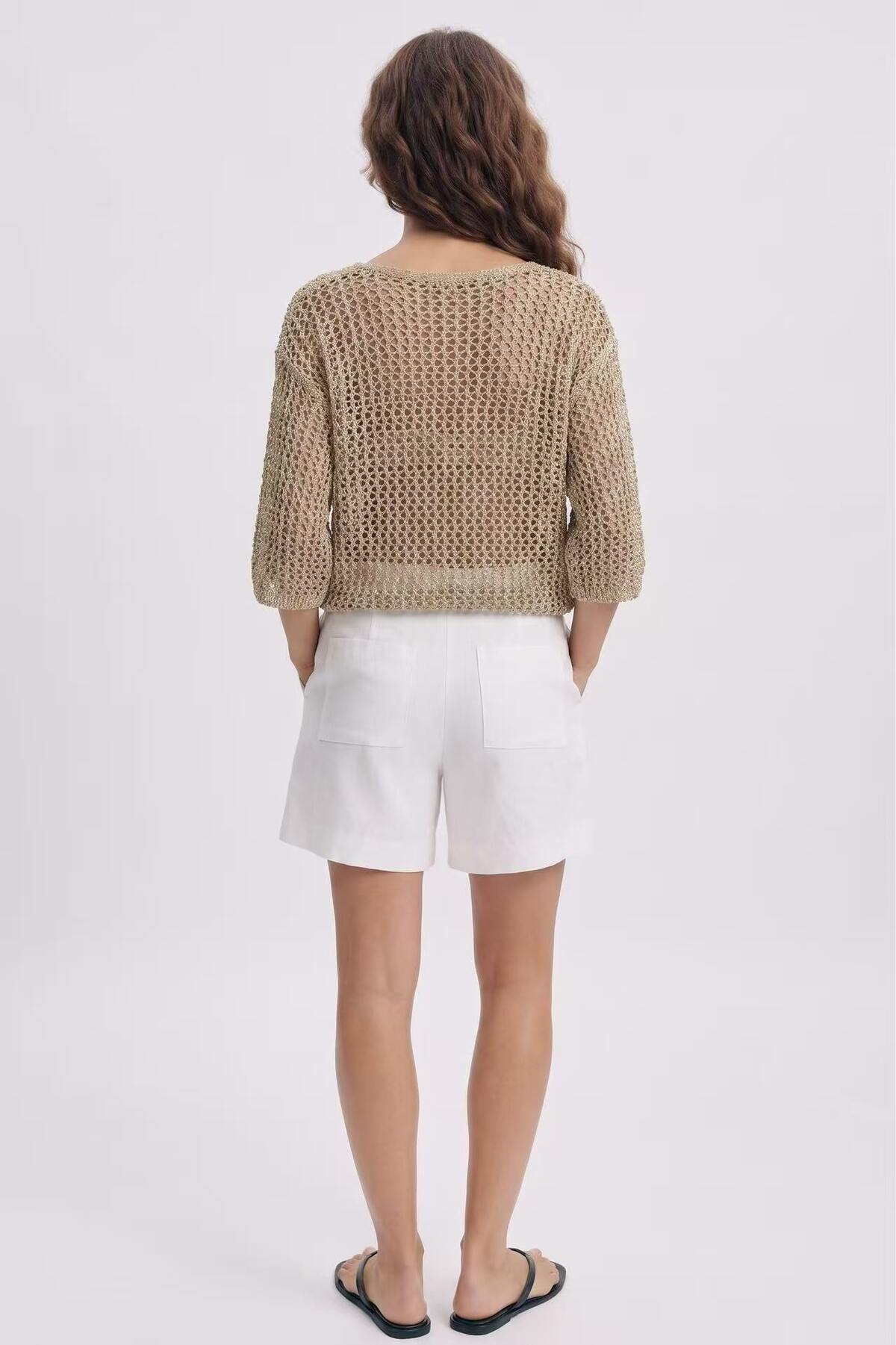 Lurex mesh top goud