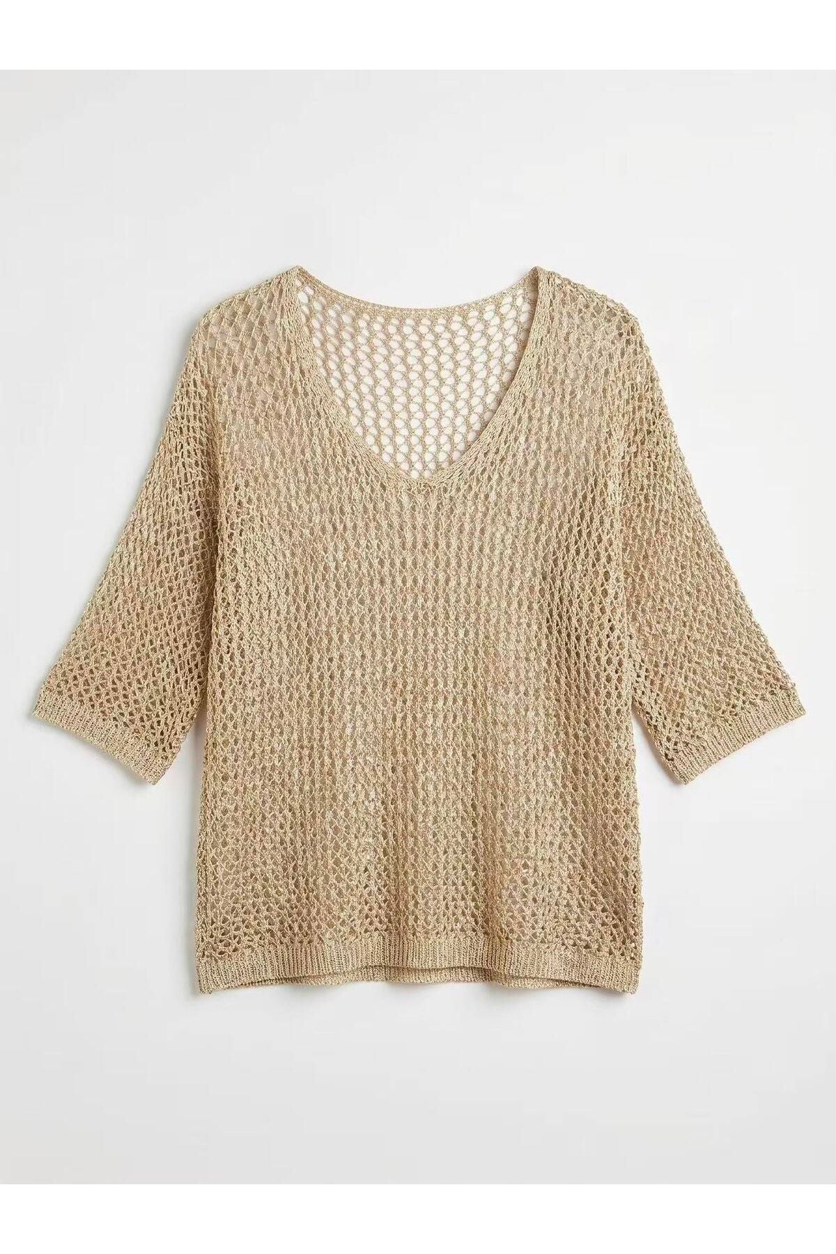 Lurex mesh top goud