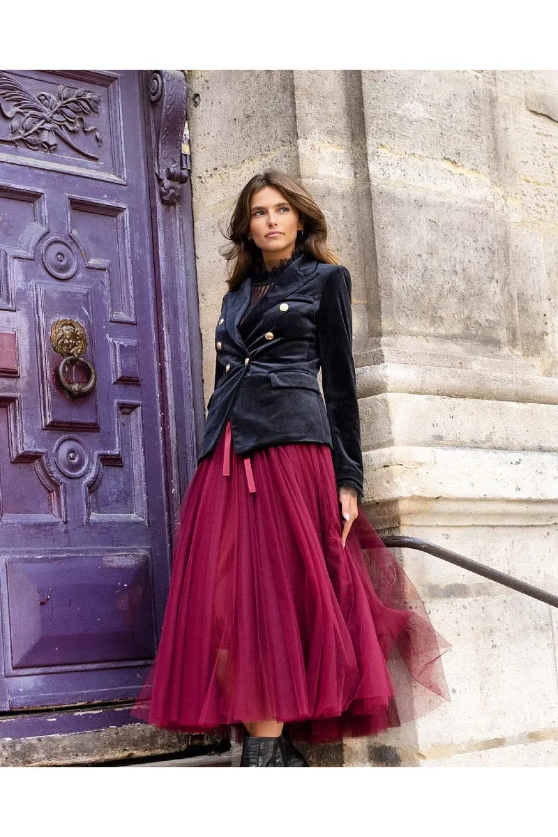Bordeaux Tule Maxi Rok