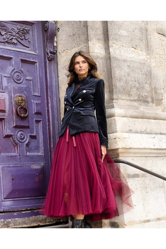 Bordeaux Tule Maxi Rok