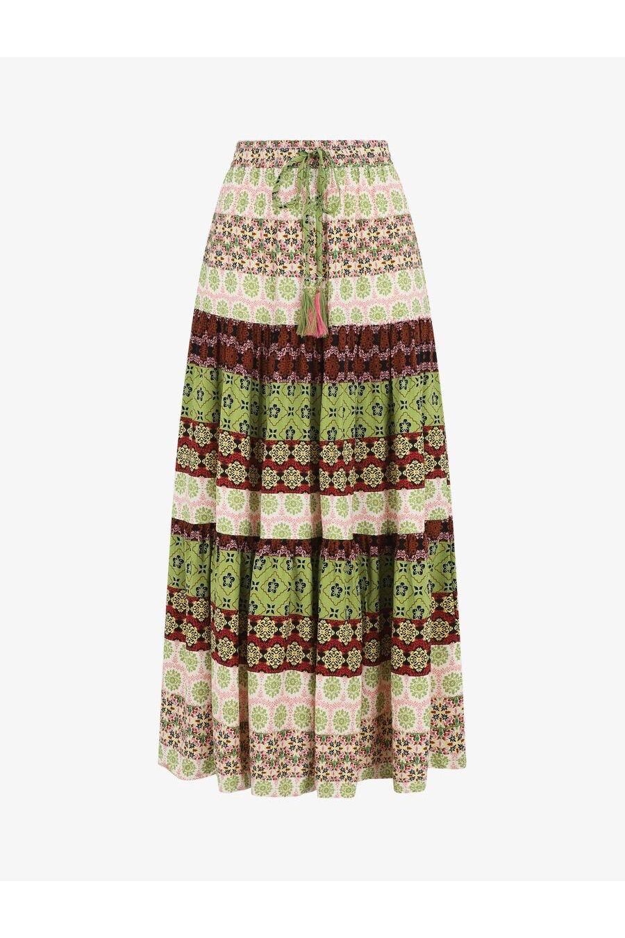 Bohemian maxi rok met print – appelgroene vibes