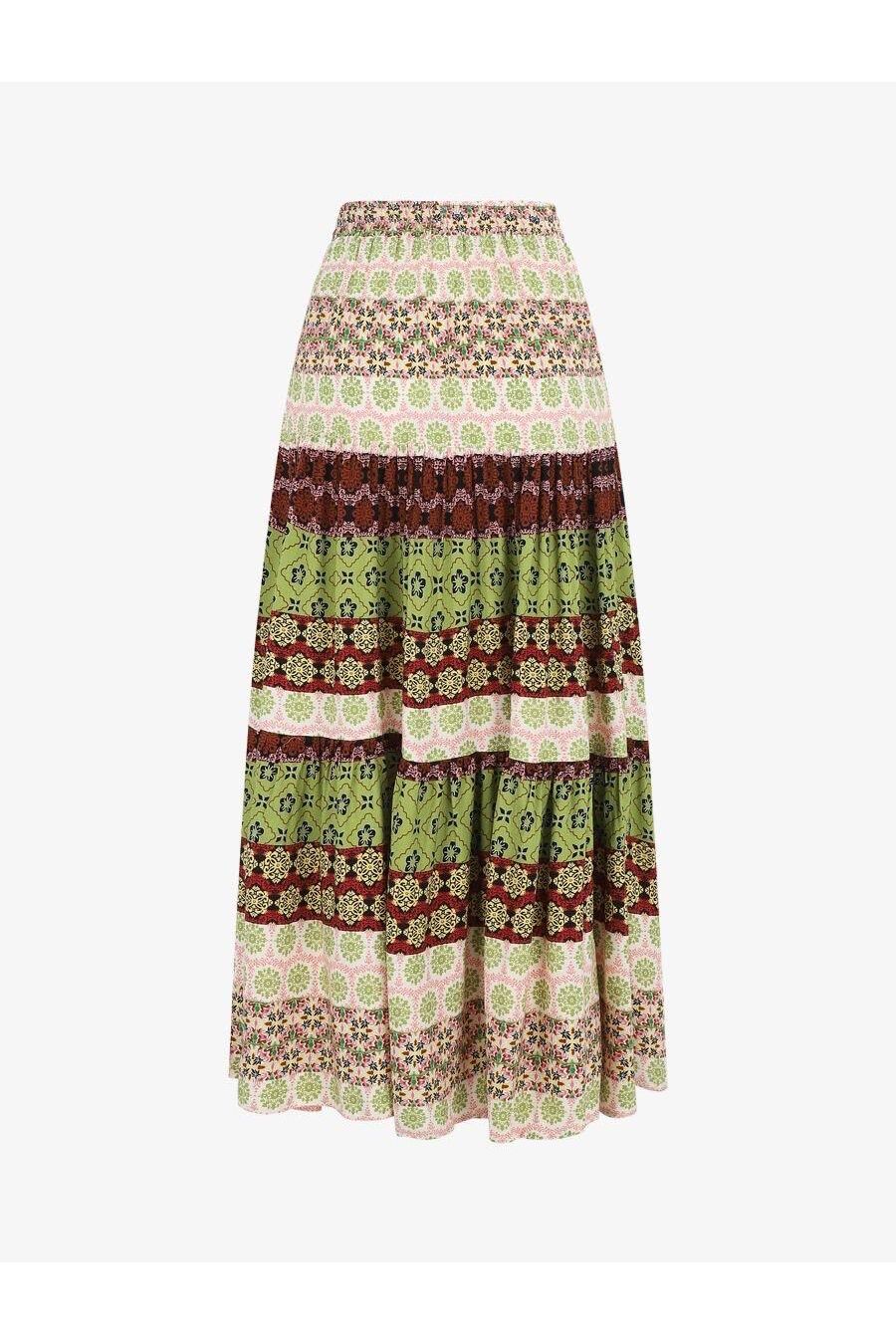Bohemian maxi rok met print – appelgroene vibes