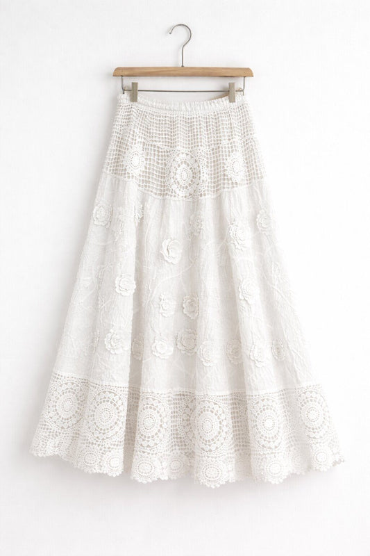 Midi rok van kant met bloemen