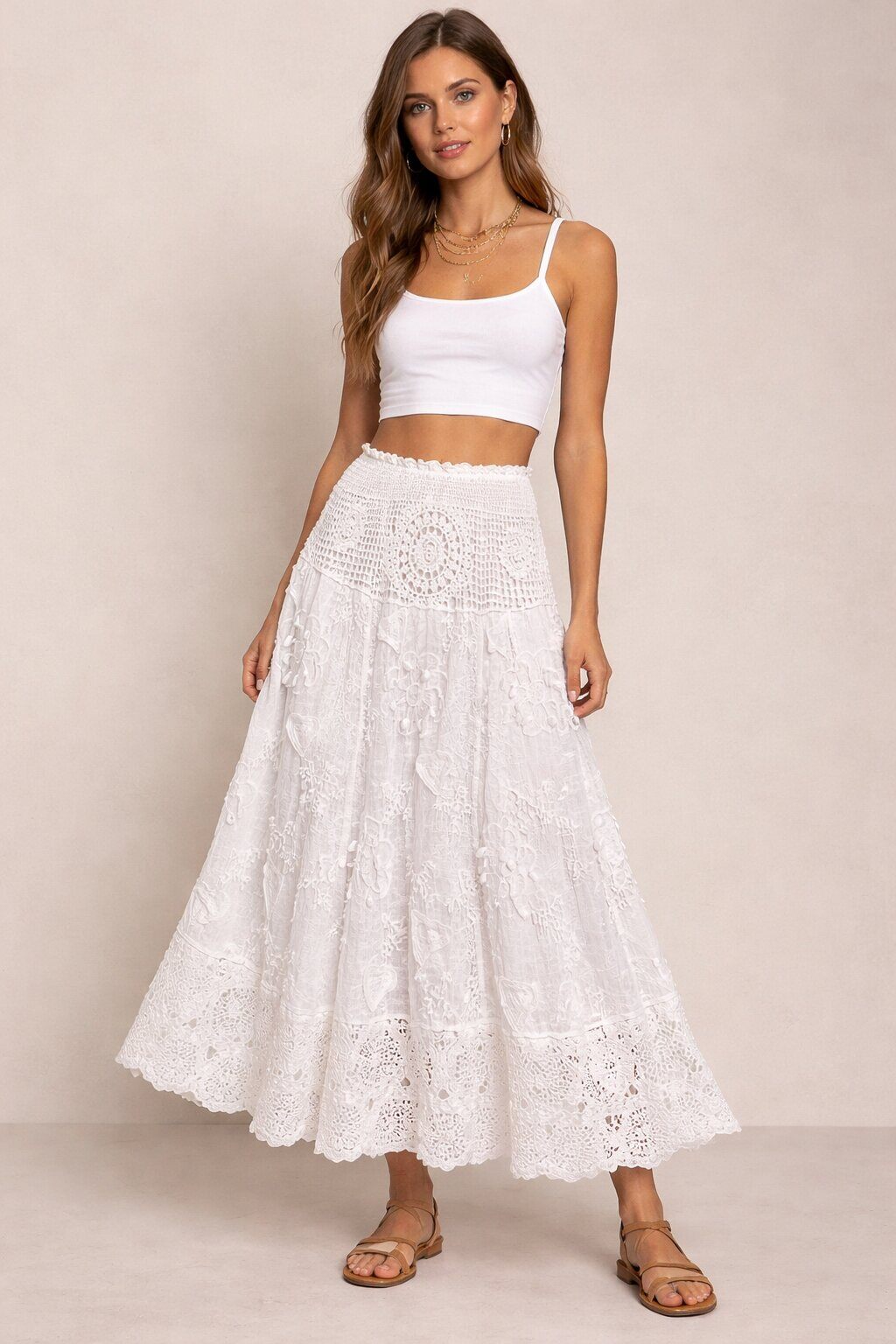 Boho Couture Rok Wit