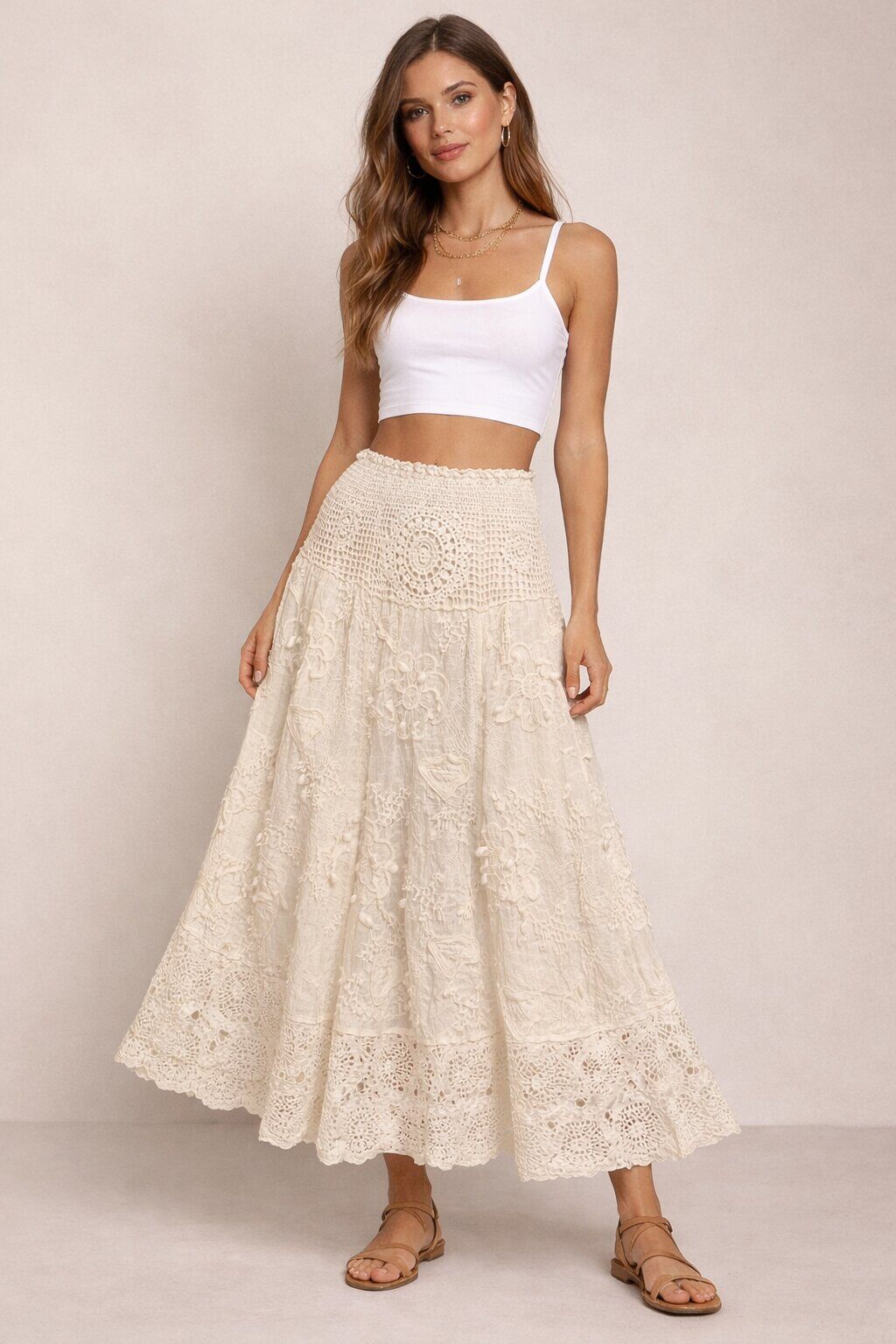 Boho Couture Rok Ecru