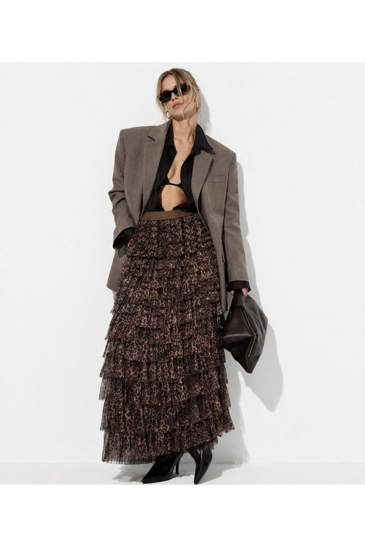Leopard Tulle Rok met Volants