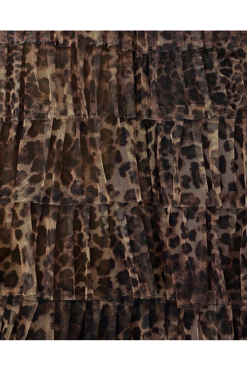 Leopard Tulle Rok met Volants