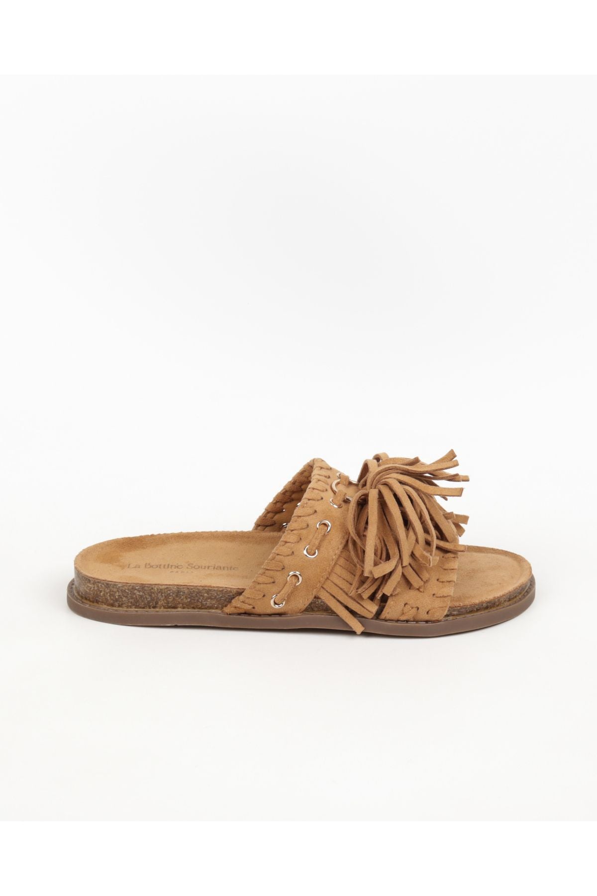 Boho Fringe Slippers Camel